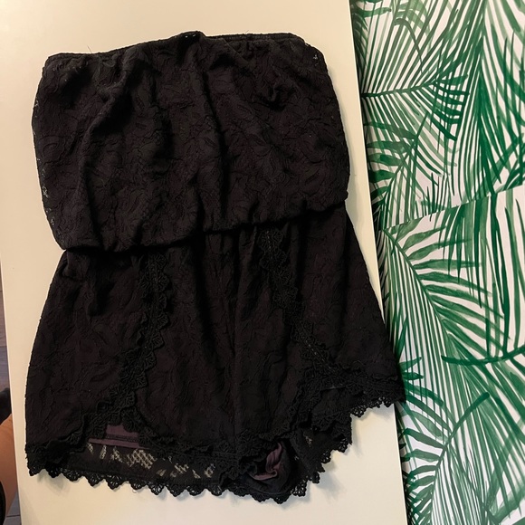Free People Beautiful Black Open Back Romper L Tube Top Cover Up - Picture 5 of 6